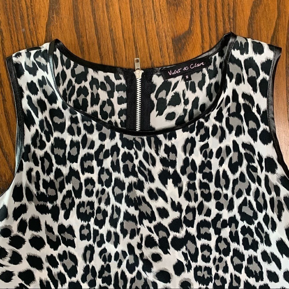 Violet & Claire Leopard Tank with Faux Leather Trim, Size S - Picture 13 of 13